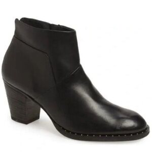 Paul Green Kathy Black Leather Heeled Studded Ankle Boots Size 7